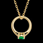 Pendentif 'cutie ring' - or jaune 9 carats et meraude synthtique