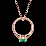 Pendentif 'cutie ring' - or rose 9 carats et meraude synthtique