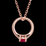 Pendentif 'cutie ring' - or rose 9 carats et rubis synthtique