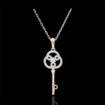 Pendentif diamants - cl d'ternit - or blanc et or rose 9 carats -