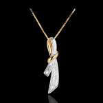 Pendentif doux noeud - 10 diamants - or blanc et or jaune 18 carats