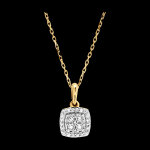 Pendentif origine - eclat carr - or blanc et jaune 18 carats et diaman