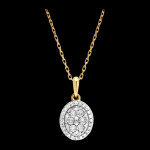 Pendentif origine - eclat ovale - or blanc et jaune 18 carats et diamant