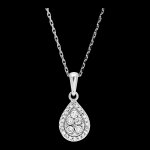 Pendentif origine - eclat poire - or blanc 9 carats et diamants