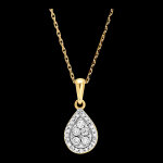 Pendentif origine - eclat poire - or blanc et jaune 9 carats et diamants