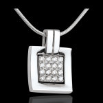 Pendentif empreinte or blanc 18 carats pav - 0. 24 carats - 16 diamants