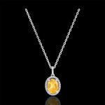 Pendentif eternel edelweiss - ana - or blanc 18 carats - citrine et di