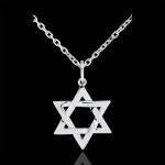 Pendentif etoile de david - or blanc 9 carats