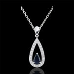 Pendentif goutte soraya - saphirs et diamants - or blanc 9 carats