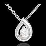 Pendentif larme diamant - or blanc 18 carats - 0. 21 carats