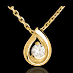 Pendentif larme diamant - or jaune 18 carats - 0. 21 carats