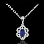 Pendentif marguerite princesse - saphir - or blanc 9 carats
