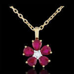 Pendentif maria flora - rubis - or jaune 9 carats
