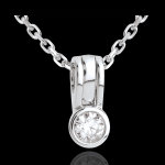 Pendentif mousqueton diamant - or blanc 18 carats - 0. 21 carat
