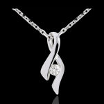 Pendentif infini or blanc 9 carats - diamant 0. 13 carat