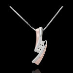 Pendentif nid prcieux - trilogie diamant - 3 diamants - or blanc et or