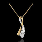 Pendentif noeud illusion deux ors - or blanc et or jaune 18 carats