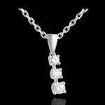 Pendentif or blanc 18 carats trilogie muguet - 0. 26 carat