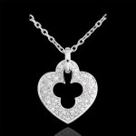 Pendentif or blanc 9 carats diamant serrure