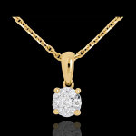 Pendentif pavage et belire or jaune 18 carats - 0. 14 carat - 7 diamant