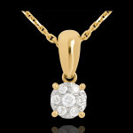 Pendentif pavage et belire or jaune 18 carats - 0. 2 carat - 7 diamants