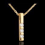 Pendentif trilogie or jaune 18 carats - 0. 22 carat - 3 diamants
