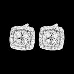 Puces origine - eclat carr� - or blanc 9 carats et diamants