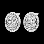 Puces origine - eclat ovale - or blanc 9 carats et diamants