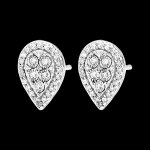Puces origine - eclat poire - or blanc 9 carats et diamants Puces origine - eclat poire - or blanc 9 carats et diamants