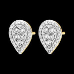 Puces origine - eclat poire - or blanc et jaune 9 carats et diamants Puces origine - eclat poire - or blanc et jaune 9 carats et diamants