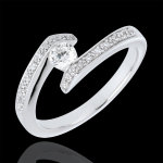 Bague solitaire accompagn� promise - diamant 0. 22 carats - or blanc 18