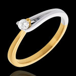 Solitaire broche - diamant 0. 11 carat - or blanc et or jaune 18 carats