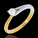 Solitaire broche - diamant 0. 23 carats - or blanc et or jaune 18 carats