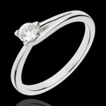 Solitaire broche or blanc 18 carats - 0. 23 carats