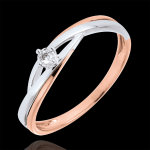 Solitaire dova - diamant 0. 03 carat - or blanc et or rose 18 carats