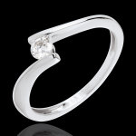 Solitaire nid pr�cieux - apostrophe - or blanc 18 carats - diamant 0. 16