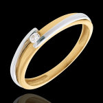 Solitaire nid pr�cieux - bipolaire - diamant 0. 04 carat - or blanc et o