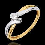 Solitaire nid pr�cieux - chamaille - diamant 0. 08 carat - or blanc et o