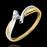 Solitaire nid prcieux - jupiter - diamant 0. 05 carat - or blanc et or