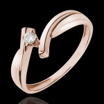 Solitaire nid prcieux - jupiter - or rose 18 carats - 0. 05 carat