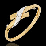 Solitaire nid pr�cieux - paradis - or blanc et or jaune 18 carats