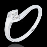 Solitaire nid pr�cieux - soir d'�t� - or blanc 18 carats - 0. 12 carat