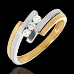 Trilogie nid prcieux - double jonc - or blanc et or jaune 18 carats -