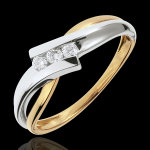 Trilogie nid pr�cieux - solf�ge - or blanc et or jaune 18 carats - 3 d