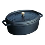 Cocotte en fonte ovale noire 17 cm avec couvercle à bouton laiton 142143 Cocotte en fonte ovale noire 17 cm avec couvercle à bouton laiton 142143