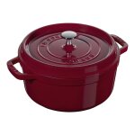 Cocotte en fonte ronde bordeaux 24 cm avec couvercle � bouton lai. . . 142264
