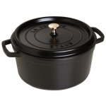 Cocotte en fonte ronde noire 18 cm avec couvercle  bouton laiton 142201
