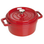 Cocotte en fonte ronde rouge cerise 22 cm avec couvercle  bouton. . . 142976