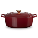 Cocotte ovale 31 cm rouge garnet bouton dor 162591