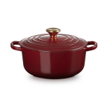 Cocotte ronde 20 cm rouge garnet bouton dor 162594